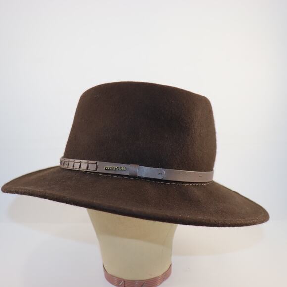 Stetson Crushable Wool Fedora Hat Brown Water Repellent Made in USA - Picture 2 of 5